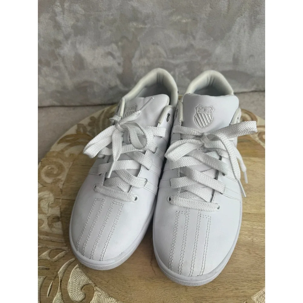 K Swiss Classic‎ White Leather Lace Up Low Top Men's Sneakers Shoes Size 10
